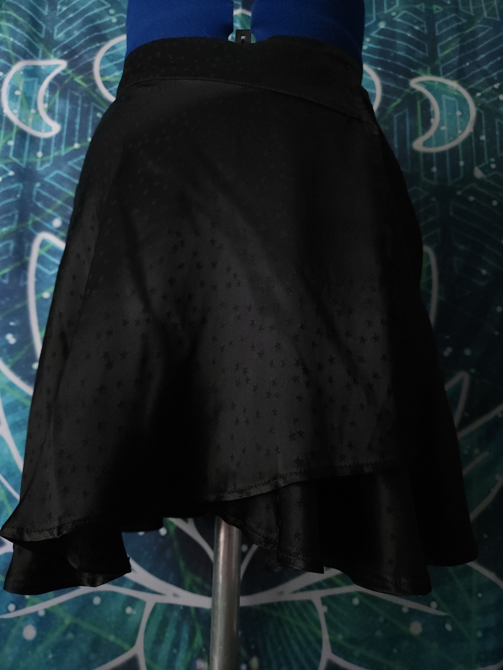 Free People Starstruck Wrap Mini Skirt Black Star Print Size 4